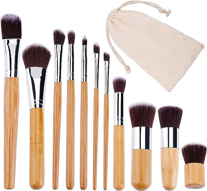 Makeup Brush Natural Bamboo 11 Pcs